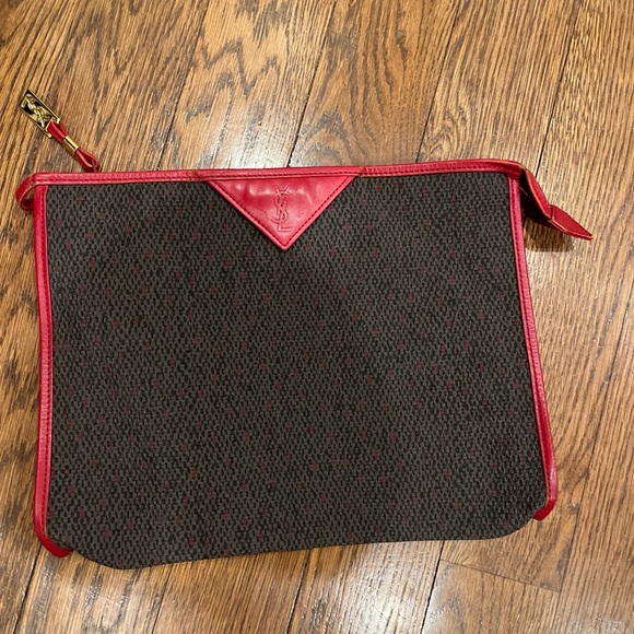 Yves Saint Laurent Red and Black Clutch - Picture 2 of 8